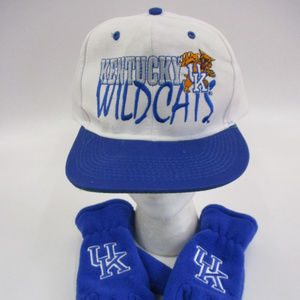 Vintage UK Snapback White Blue Hat Gloves Kentucky
